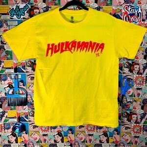 💚 Vintage Hulk hogan wrestle mania iconic badass T-shirt bold pop color